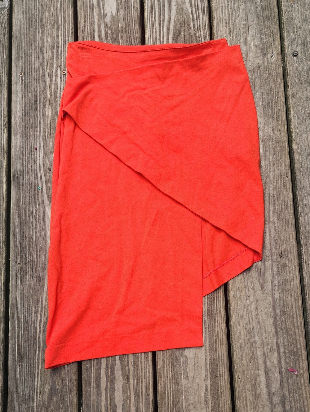 Bebe Asymmetrical Wrap Skirt in Vibrant Orange Coral Color/Fiery Red Size 6